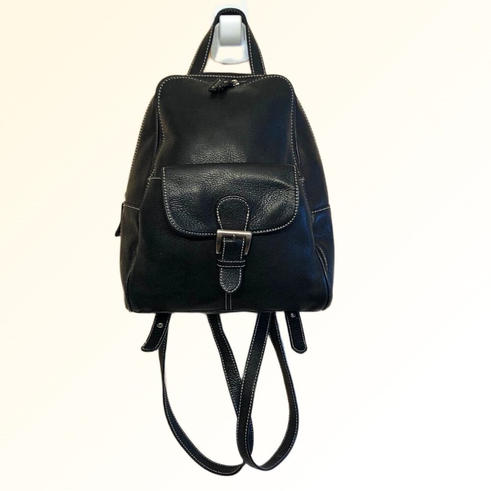 Tignanello Black Leather Mini Backpack Bag